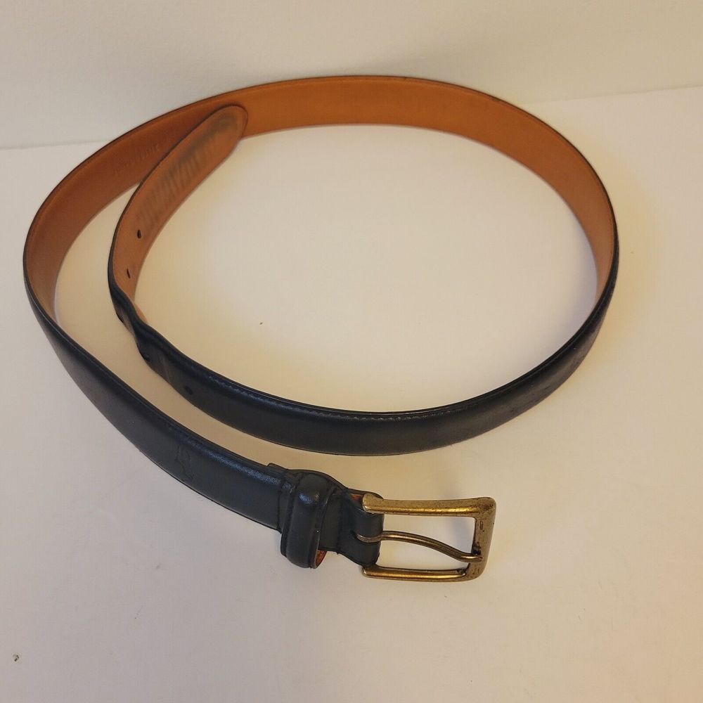 Mens Polo Ralph Lauren Genuine Italian Leather Black Belt - Picture 3 of 9